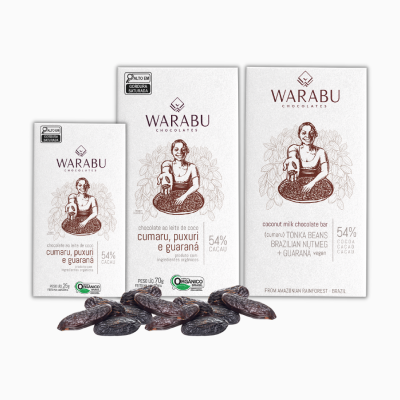 Chocolate ao leite de coco 54% cacau com cumaru
